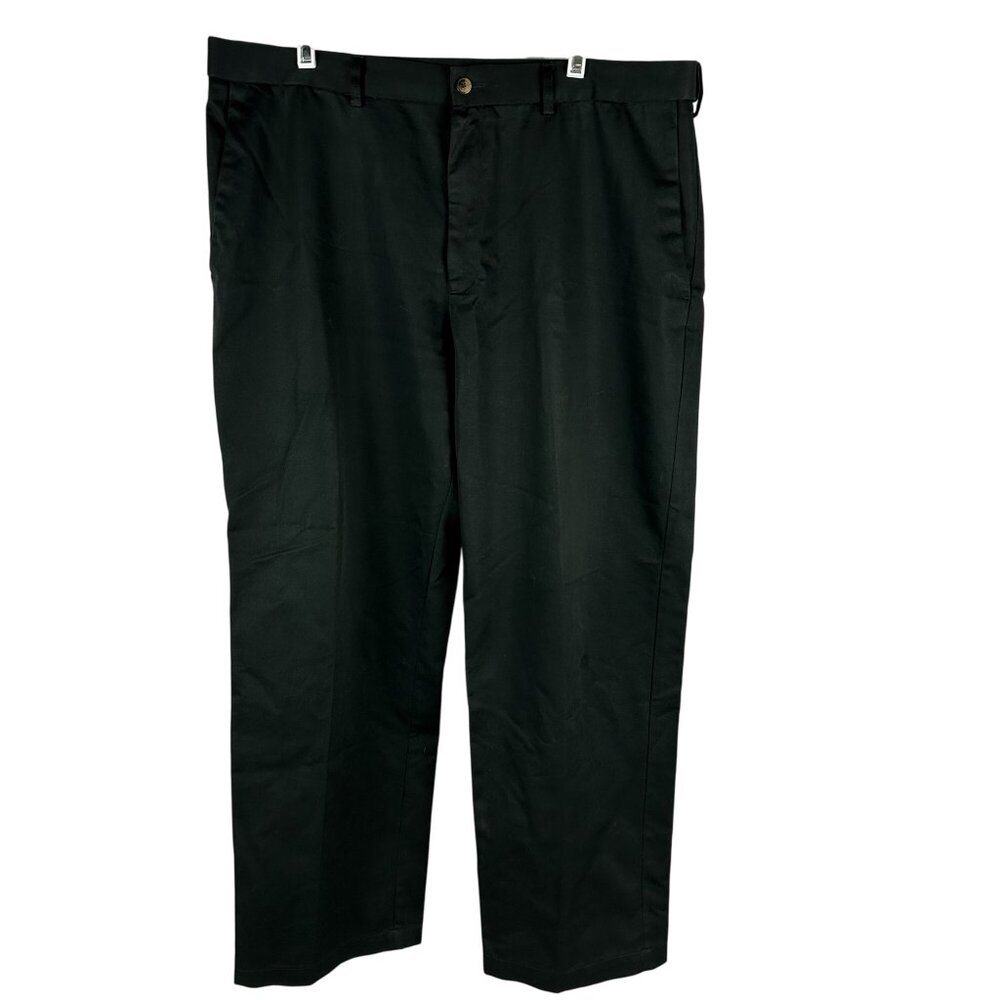 Haggar Mens Black 100% Cotton Pants 38X29 Made In Bangladesh